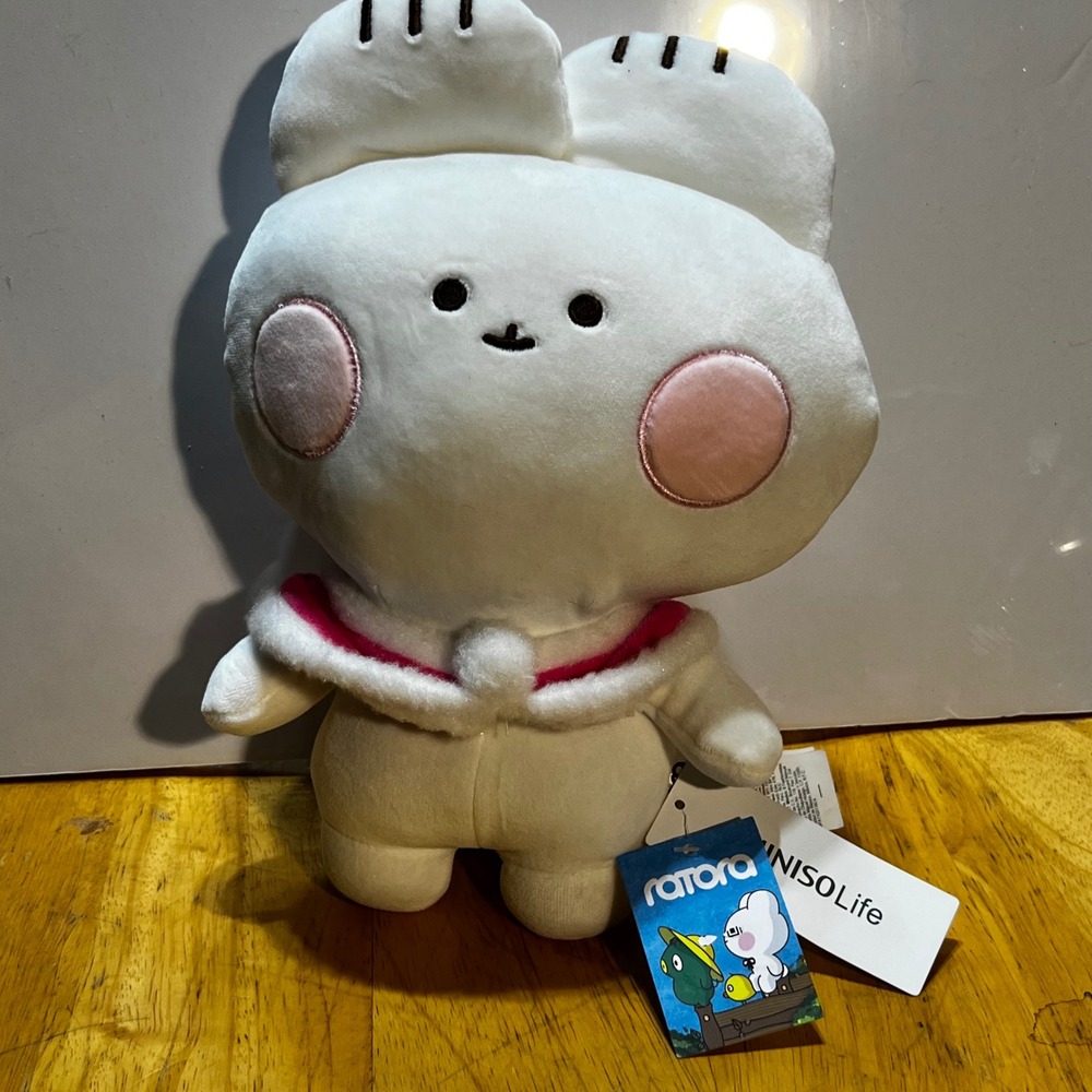 Miniso 10in Ratora Plush White Tora Cat Sailor Collar Blushing Kawaii Toy